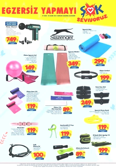 ŞOK 29 EKİM – 4 KASIM AKTÜEL KATALOG | Spor için mükemmel fırsatlar: Koşu bandı, pilates seti, ağırlık seti…
