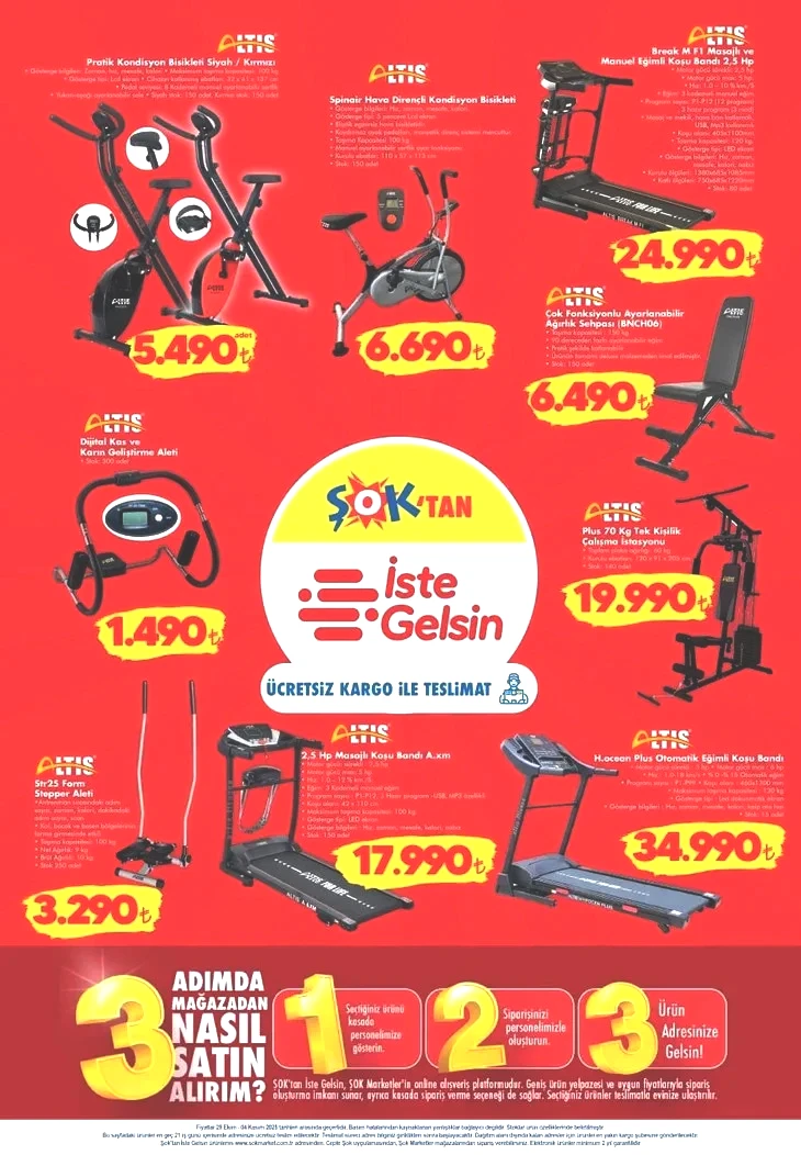 ŞOK 29 EKİM – 4 KASIM AKTÜEL KATALOG | Spor için mükemmel fırsatlar: Koşu bandı, pilates seti, ağırlık seti…