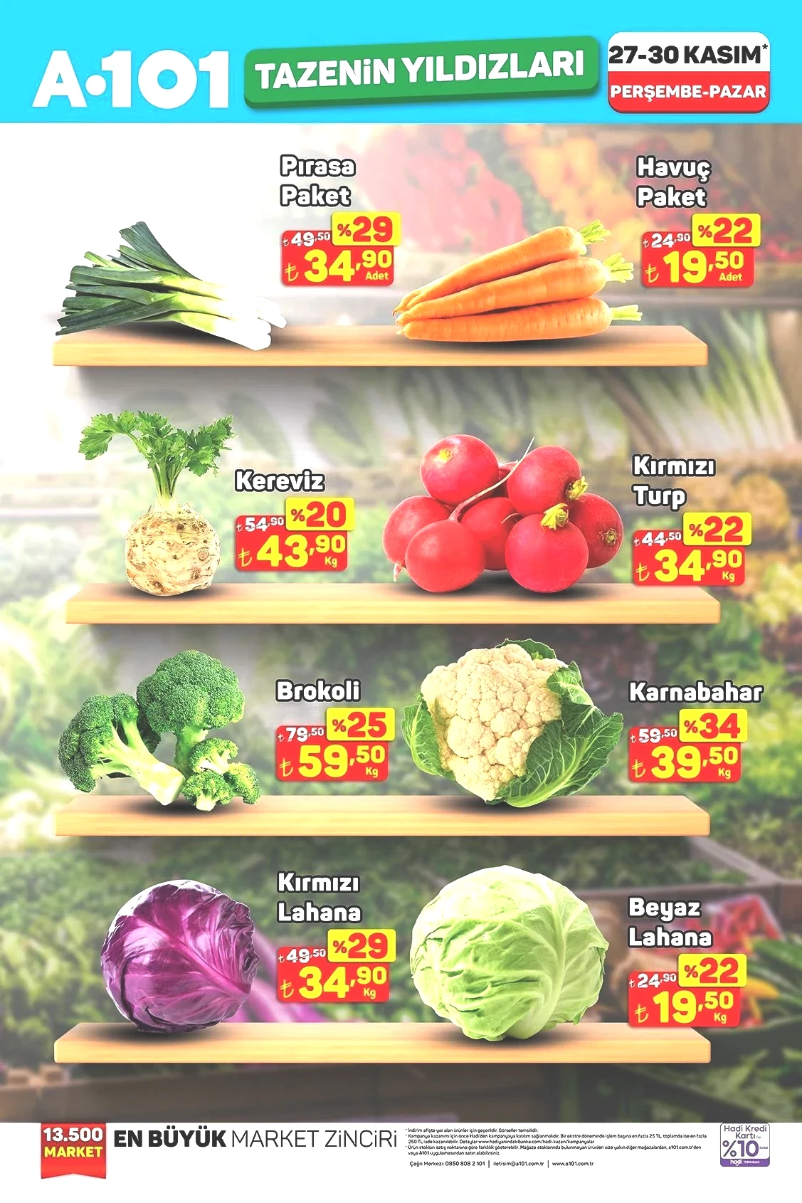 27-30 KASIM SEBZE İNDİRİMLERİ