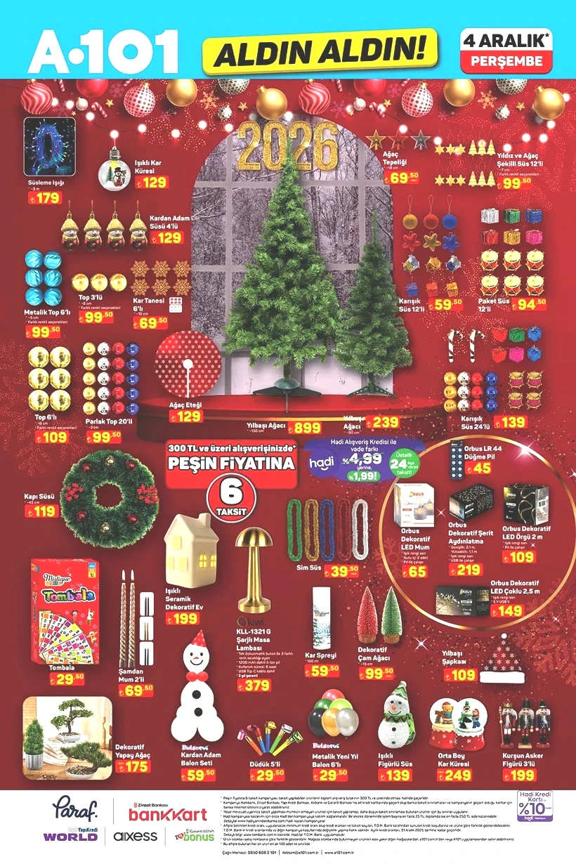 A101 4 Aralık 2025 Perşembe Aktüel Ürünler Kataloğu Yılbaşı Süsü, Çam Ağacı, Makarna Makinesi Geldi - Resim : 3