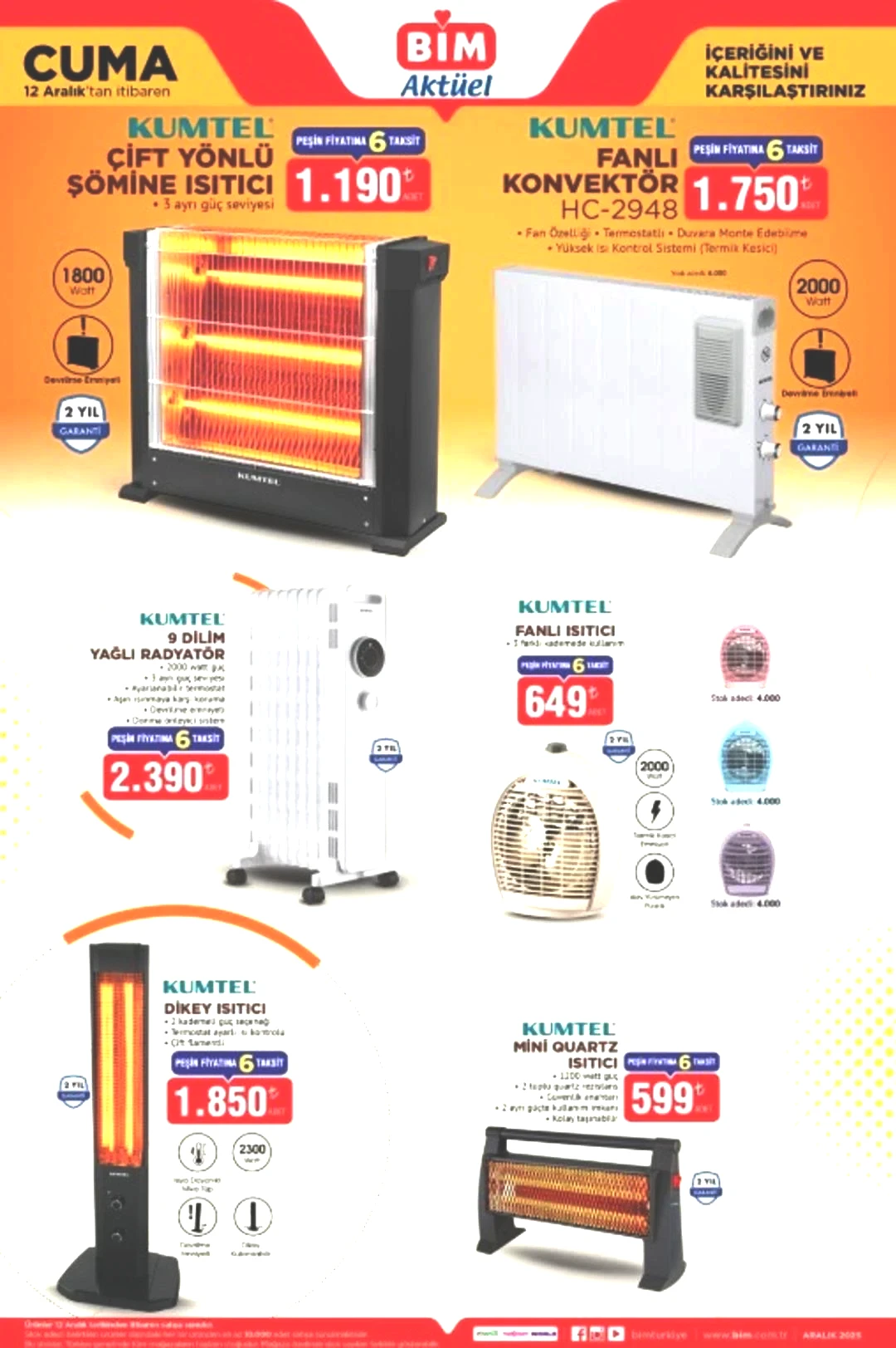 BİM e dikey ısıtıcı geliyor! 12 Aralık 2025 BİM katalog yayınlandı! 1