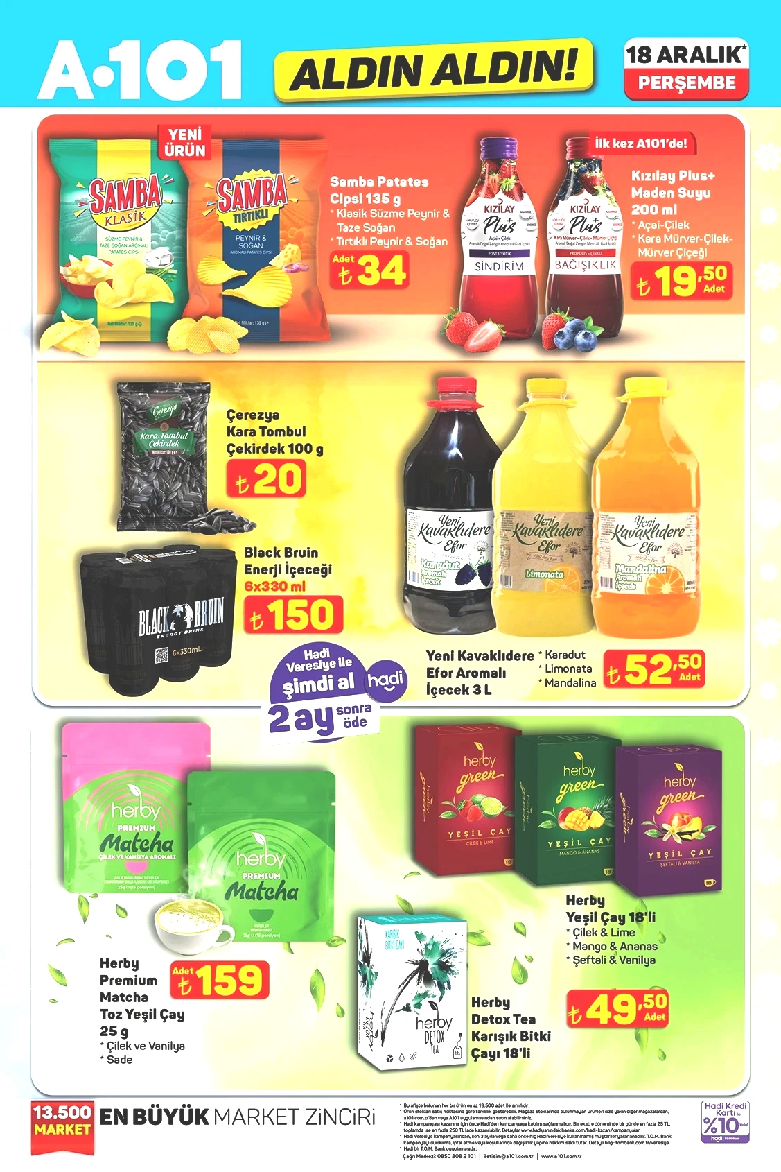 Matcha Toz Yeşil Çay 25 g 159 TL Karışık Bitki Çayı 18'li 49,50 TL