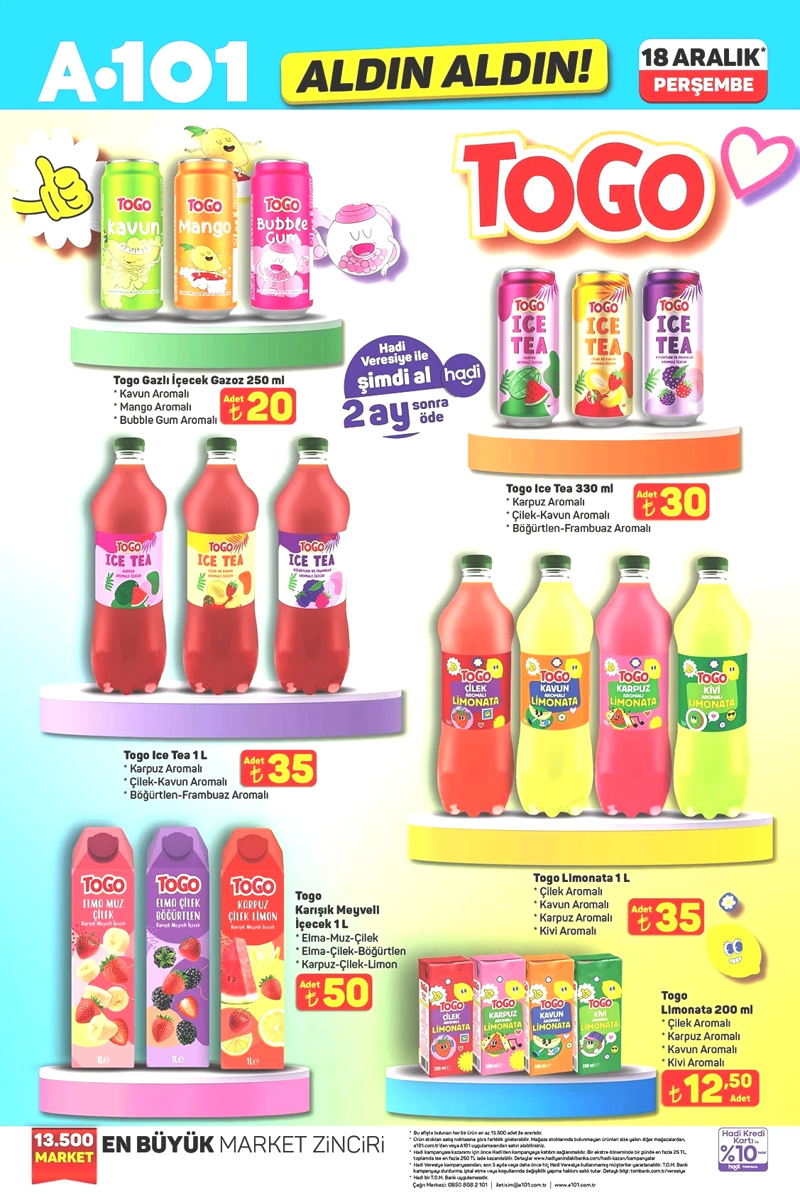 Limonata 1L 35 TL Karışık Meyveli İçecek 1 L 50 TL