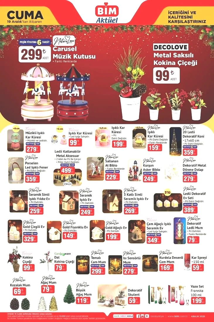 16-19 Aralık BİM aktüel katalog: Yılbaşı dekoratif ürünleri ve kokina çiçeği geliyor