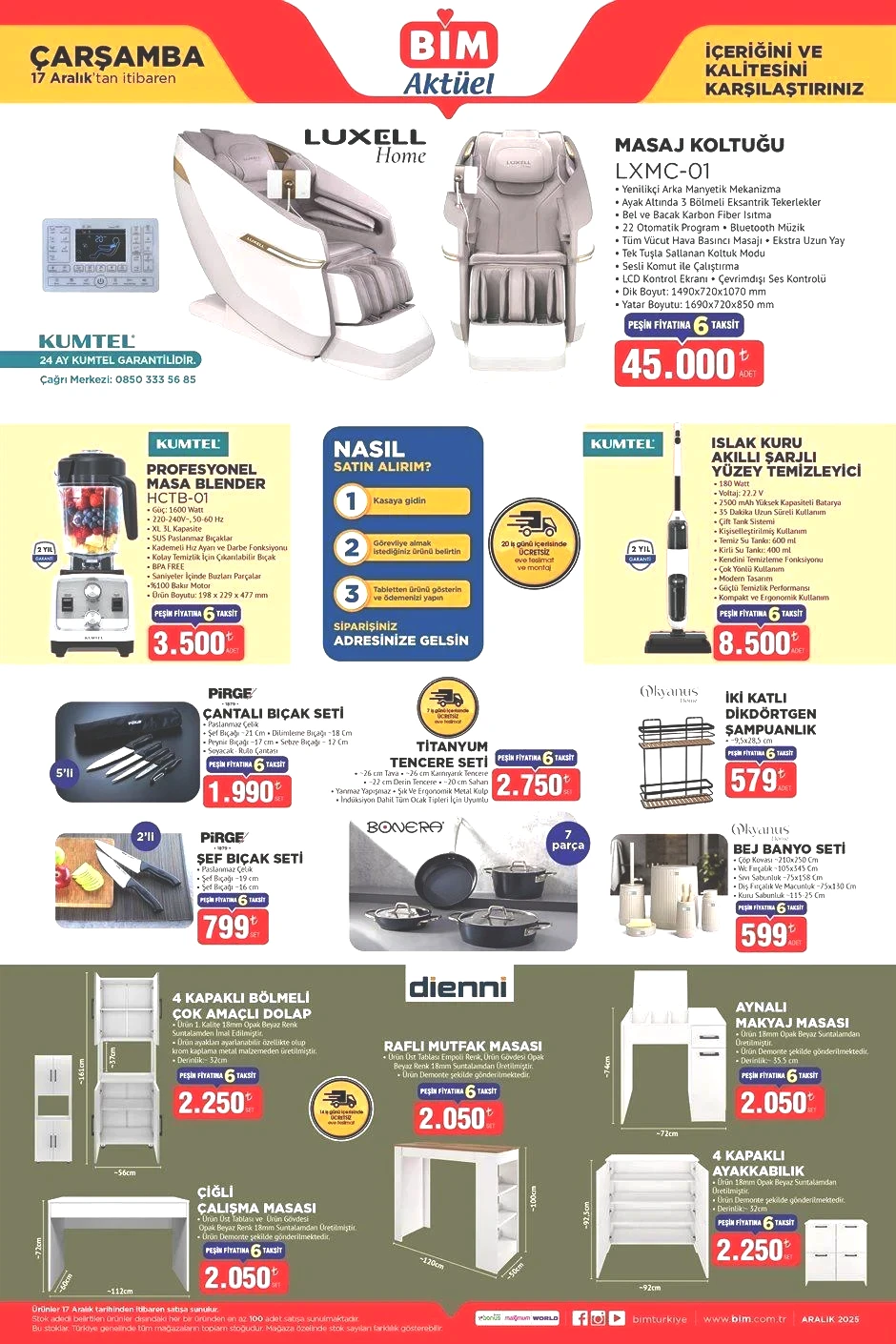 17 ARALIK ÇARŞAMBA BİM EVE TESLİM KATALOĞU